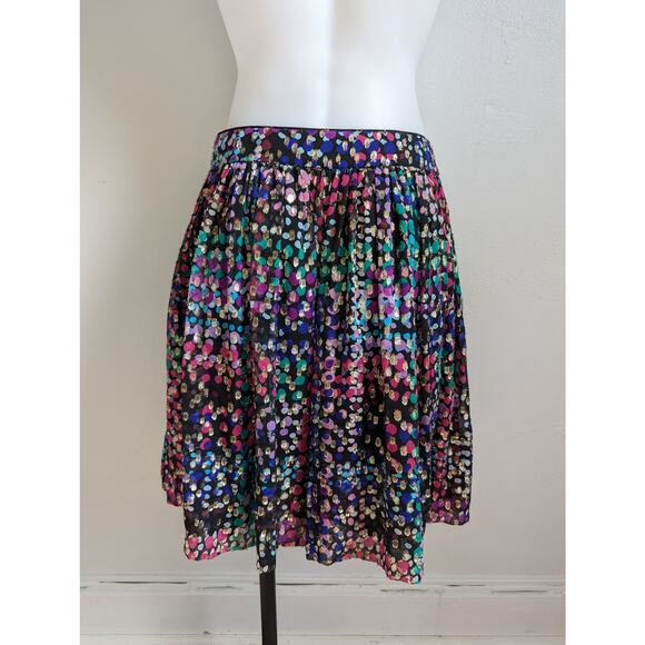 Kate Spade Size 4 Make Magic Metallic Pleated A-Line Skirt Multi Dot Silk Blend - Picture 9 of 14